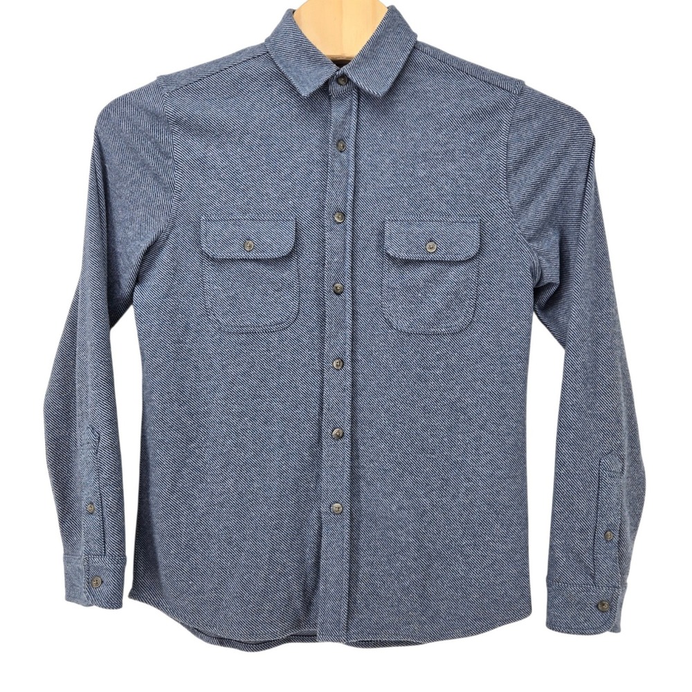 Faherty Legend Sweater Shirt Men's Medium Blue Shacket Overshirt Stretch Button